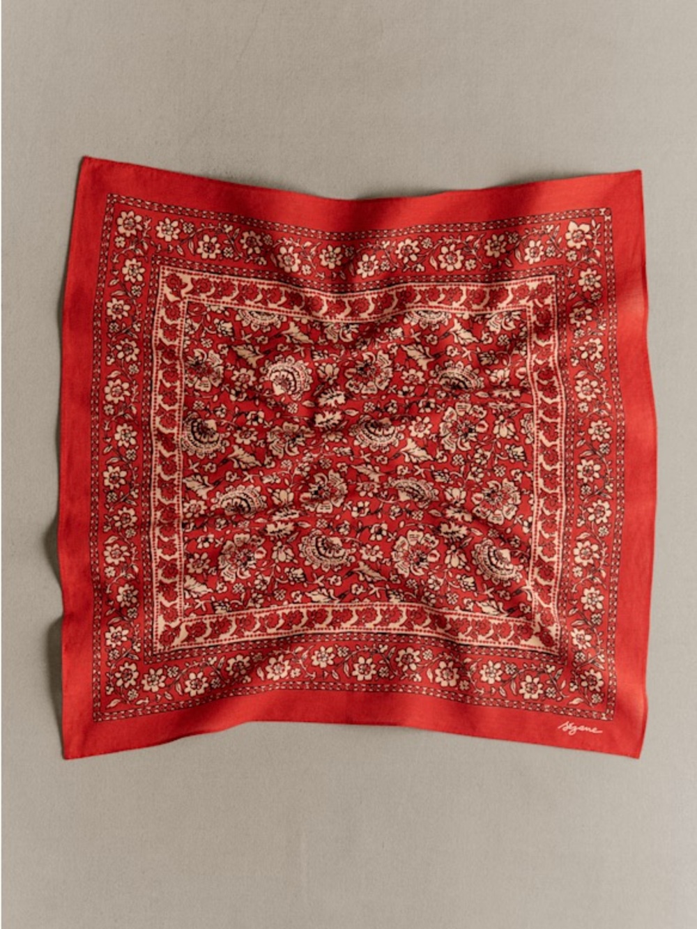 SÉZANE Gaston Red Floral Bandana Scarf